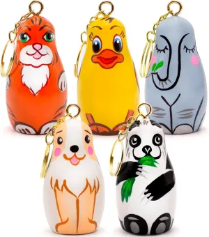 Animal Nesting Dolls Matryoshka Key Chain Set of 5 pcs - Russian Nesting Dolls for Kids - Animal Keychains for Girls - Russian Nesting Dolls Keychain