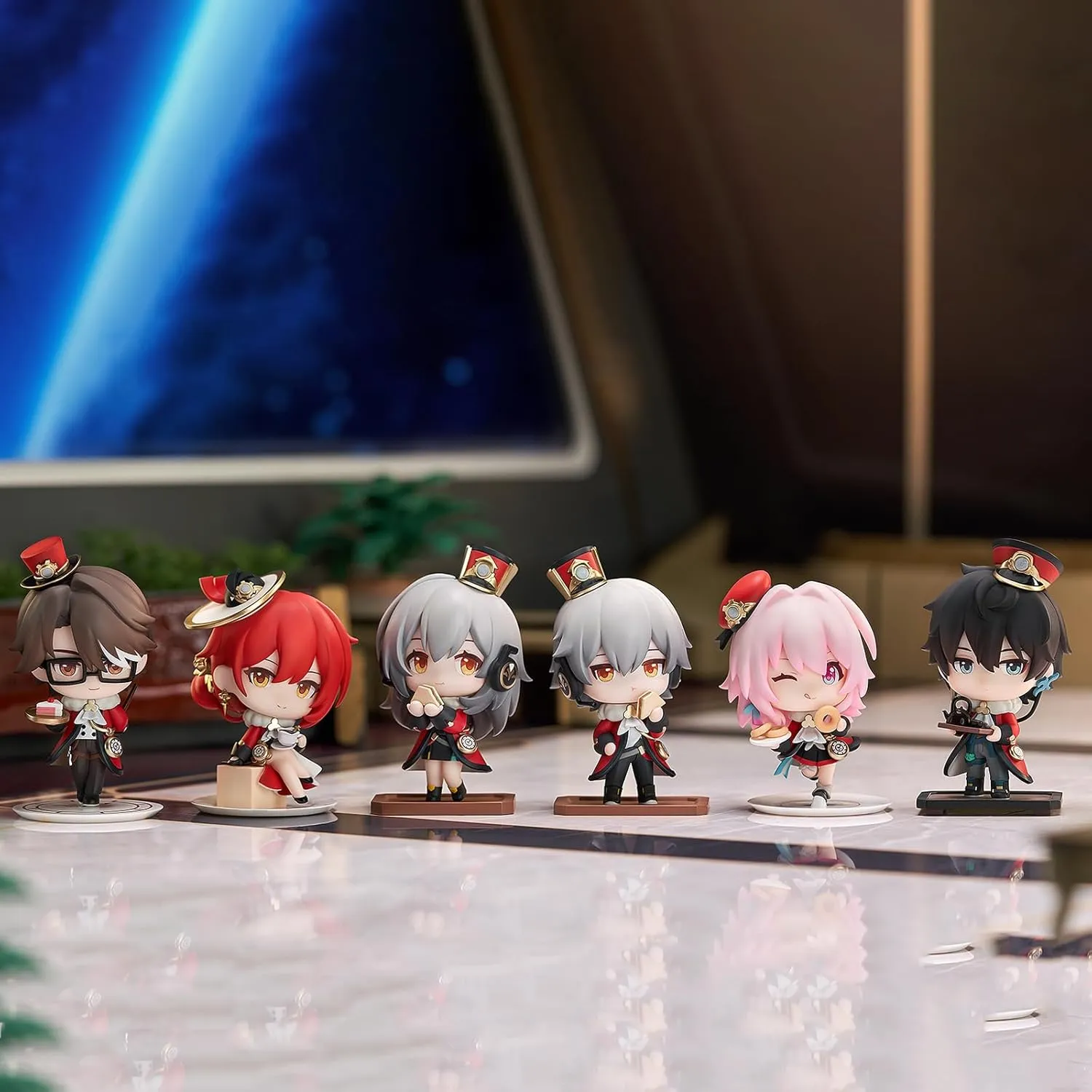 Anime Figure, Honkai Star Rail Official Figure - Welcome to Train Tea Party Cute Chibi March 7th, 8cm/3.1" PVC Collectible Figure for HSR Fans(March 7th)