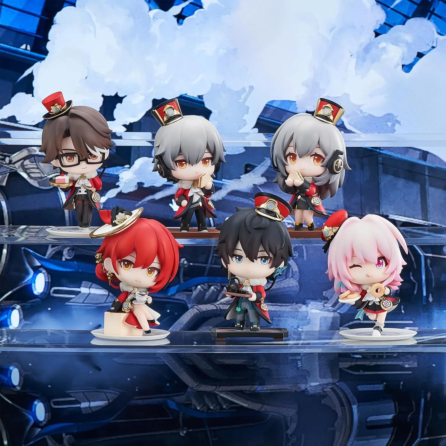 Anime Figure, Honkai Star Rail Official Figure - Welcome to Train Tea Party Cute Chibi March 7th, 8cm/3.1" PVC Collectible Figure for HSR Fans(March 7th)