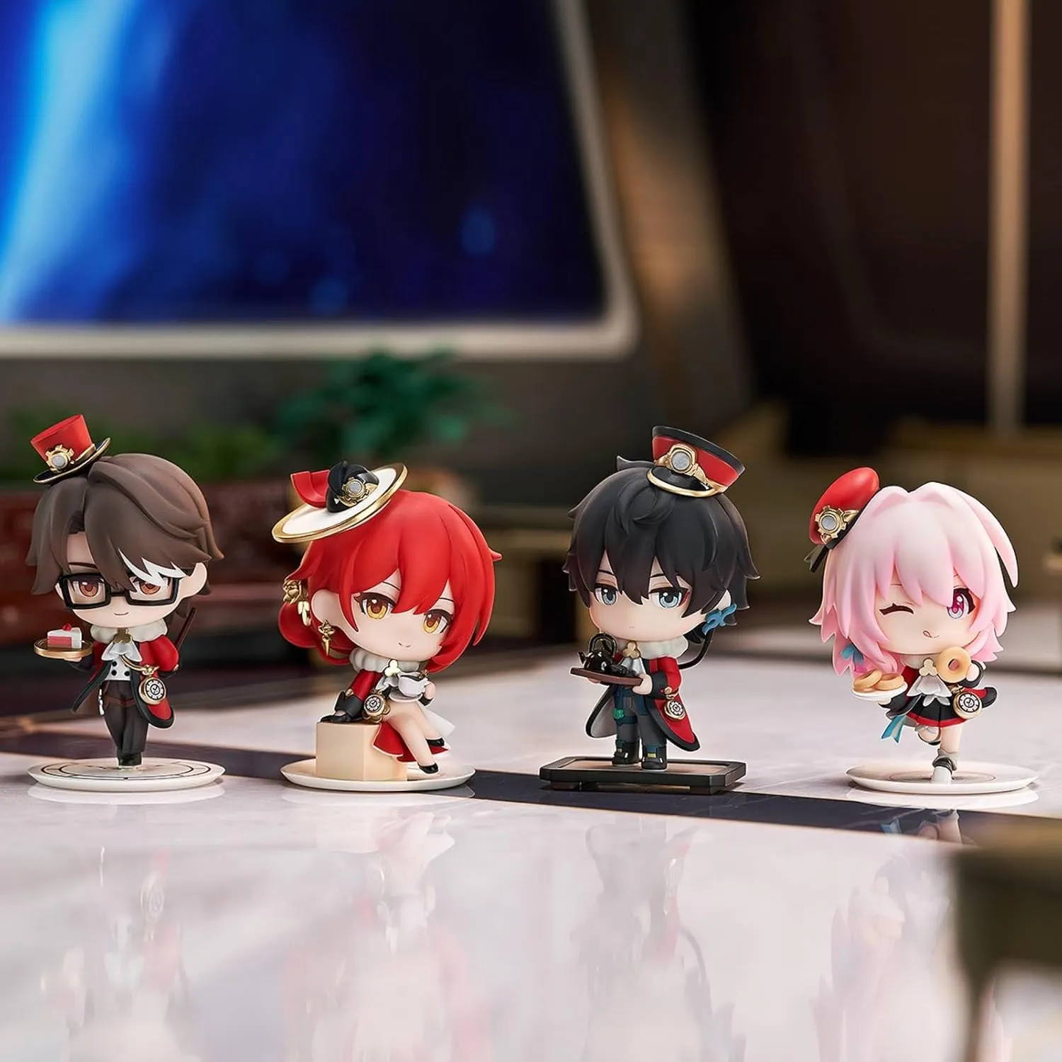 Anime Figure, Honkai Star Rail Official Figure - Welcome to Train Tea Party Cute Chibi March 7th, 8cm/3.1" PVC Collectible Figure for HSR Fans(March 7th)