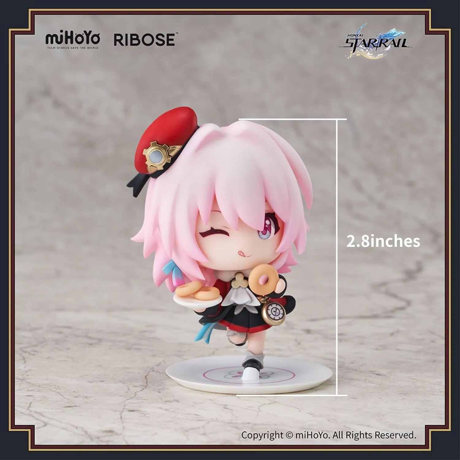 Anime Figure, Honkai Star Rail Official Figure - Welcome to Train Tea Party Cute Chibi March 7th, 8cm/3.1" PVC Collectible Figure for HSR Fans(March 7th)