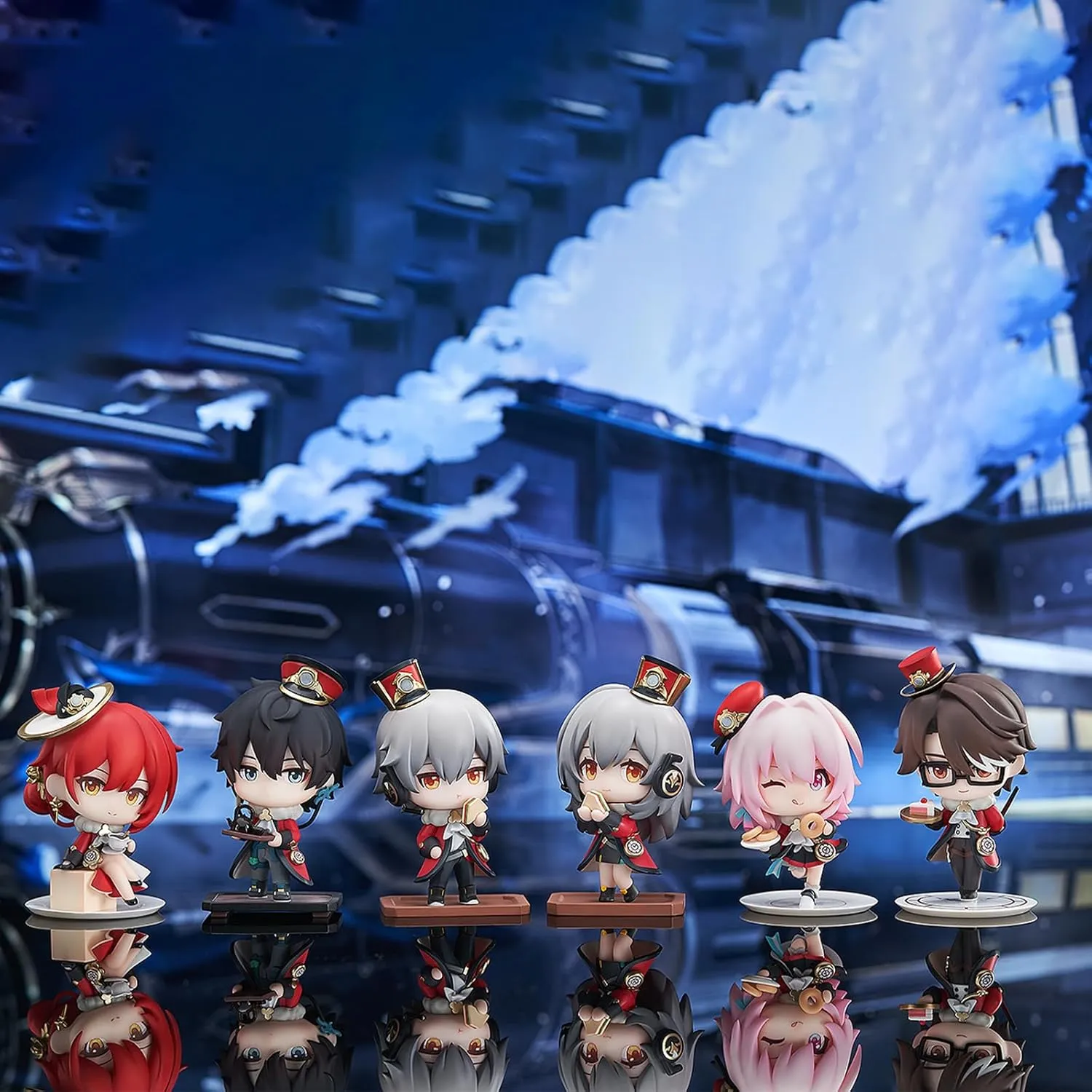 Anime Figure, Honkai Star Rail Official Figure - Welcome to Train Tea Party Cute Chibi March 7th, 8cm/3.1" PVC Collectible Figure for HSR Fans(March 7th)