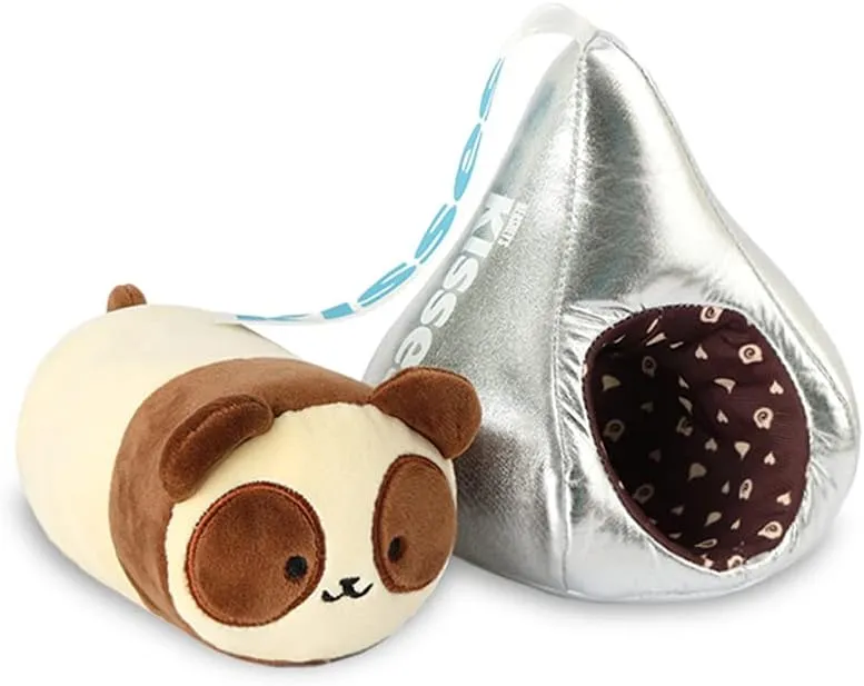 Anirollz Stuffed Animal Plush Toy - Official Hershey Kisses Chocolate Toy Blanket Outfitz Doll | Soft, Squishy, Warm, Cute, Comfort, Safe| Pillow with Panda - Valentine's Day Gift 6" Pandaroll