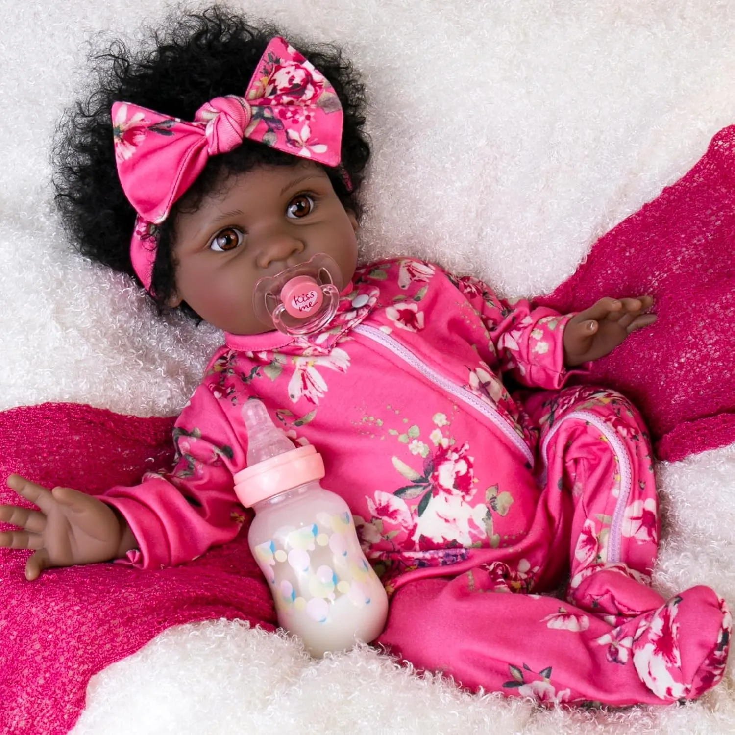 Aori Black Reborn Baby Dolls Girl - 22 inches Lifelike Black Amercican Weighted Doll with Realistic Details, Gift for Kids 3 , Grandparents