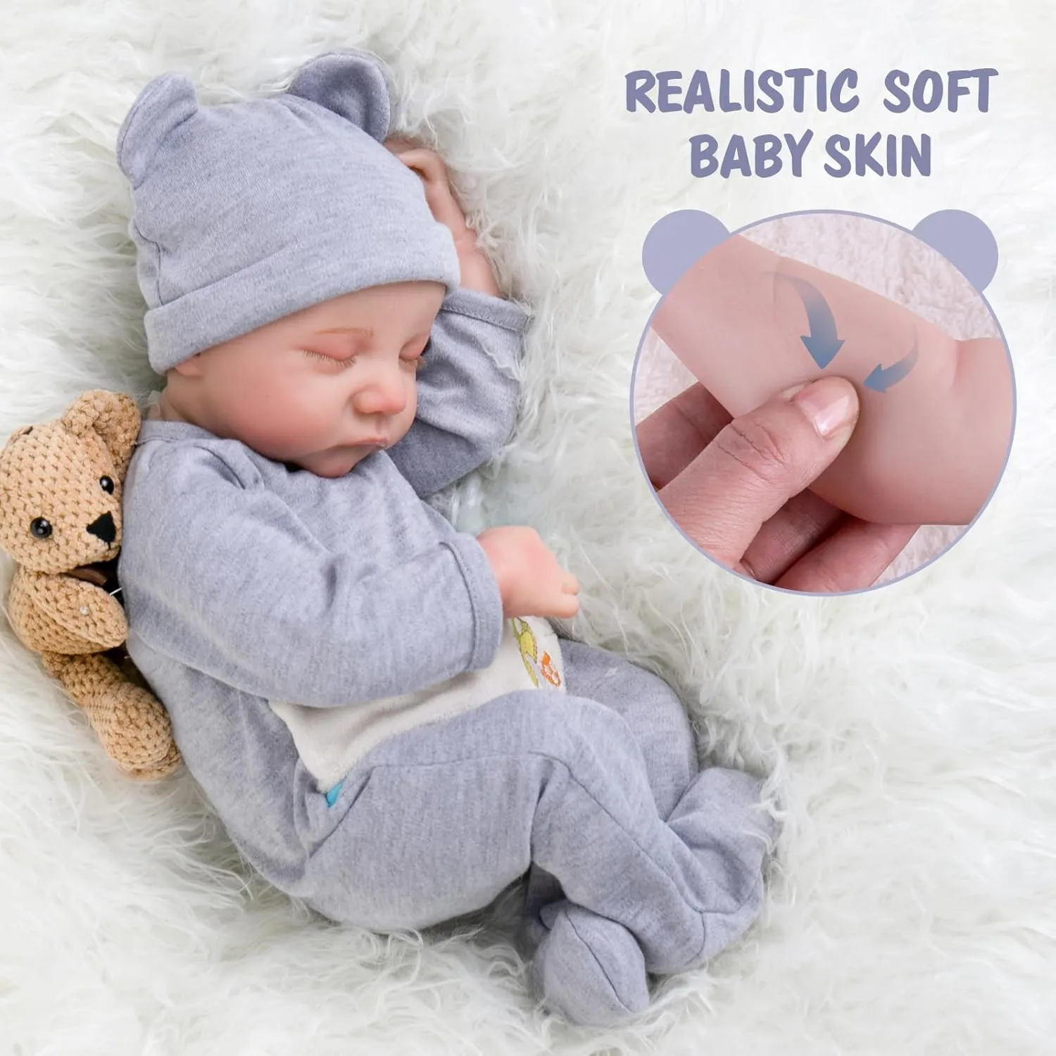 Aori Lifelike Reborn Baby Dolls Boy - 18 in Baby Soft Body Realistic-Newborn Baby Dolls, Real Life Baby Dolls with Accessories for Kids Age 3 