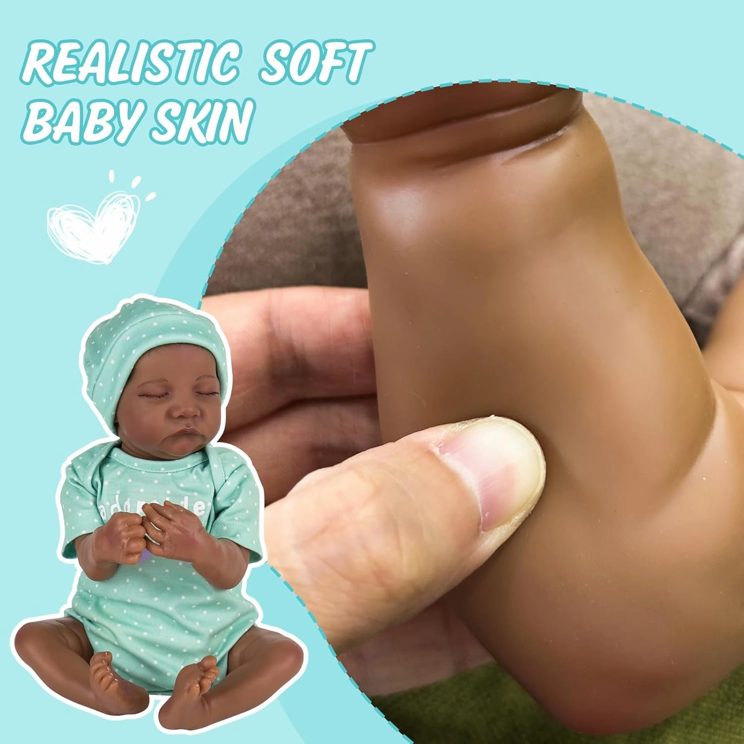Aori Lifelike Reborn Baby Dolls Black - 18 Inch Realistic Newborn Baby Dolls Black American Real Life Babies Dolls Cloth Body with Feeding Kit & Gift Box for Kids Age 3 