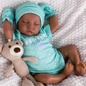 Aori Lifelike Reborn Baby Dolls Black - 18 Inch Realistic Newborn Baby Dolls Black American Real Life Babies Dolls Cloth Body with Feeding Kit & Gift Box for Kids Age 3 