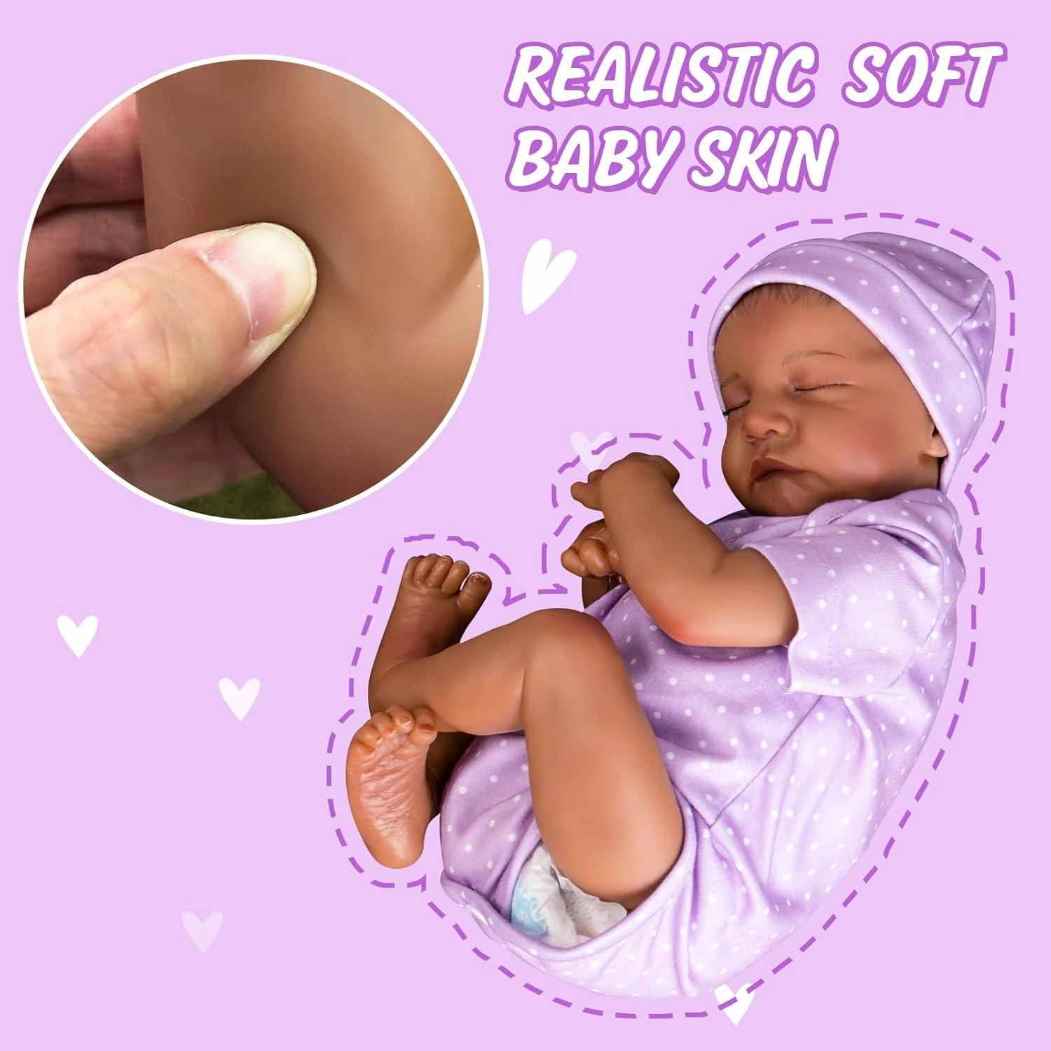 Aori Reborn Baby Dolls Black Girl - 18-inch Realistic Baby Dolls, Lifelike Soft Vinyl Black American Doll, Nice Gift for Kids, Pre-Parents, Grand-Parents, Doll Collectors