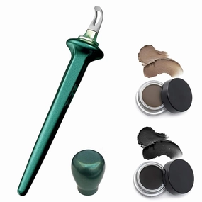 Arcbelle Waterproof Eyeliner Set with Black & Brown Gel Cream, Smudge-Proof Long-Lasting Formula, Silicone Brush for Smooth Application, for Women & Makeup Lovers(Green)