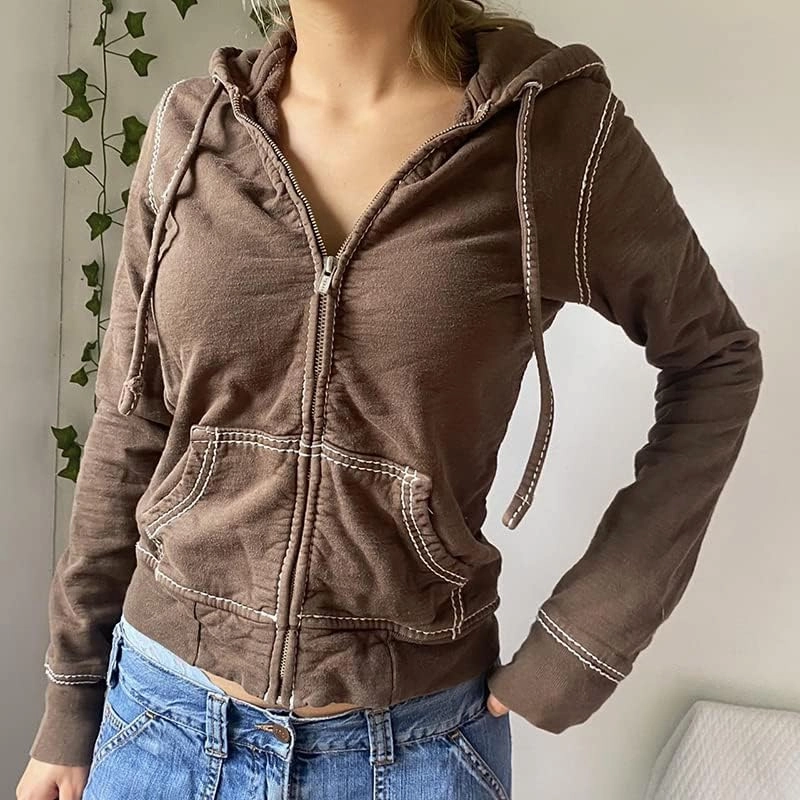 Argeousgor Women Graphic Zip Up Crop Hoodie Vintage Skull Skeleton Crop Sweatshirt Aesthetic Long Sleeve Jacket