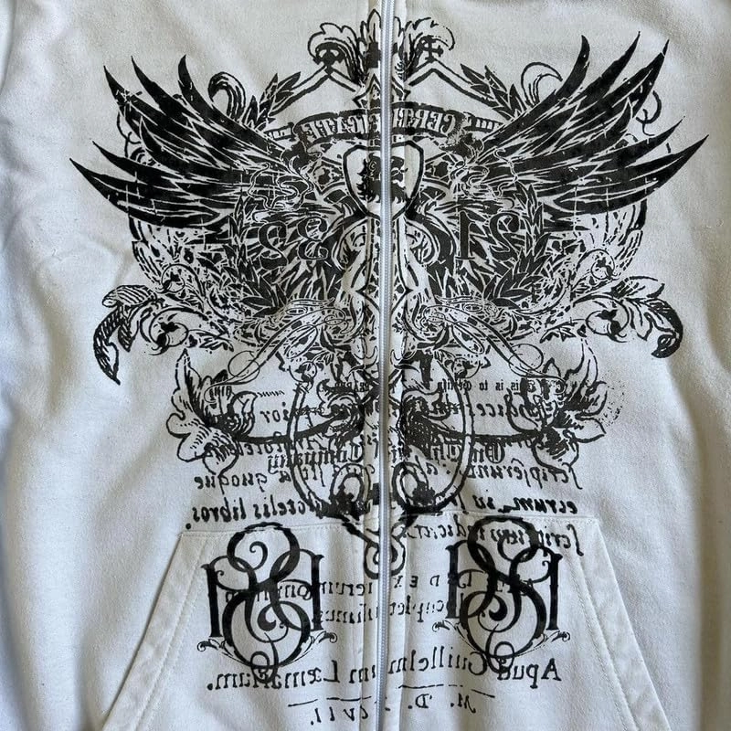 Argeousgor Women Graphic Zip Up Crop Hoodie Vintage Skull Skeleton Crop Sweatshirt Aesthetic Long Sleeve Jacket