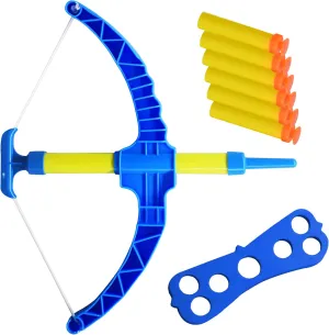 ArtCreativity Blue Super Bow & Arrow Shooter Set, Includes Air-Powered Bow, Barrel, Six Soft Foam Darts, Comes in Blister Card Packaging, Sports Toy for Kids