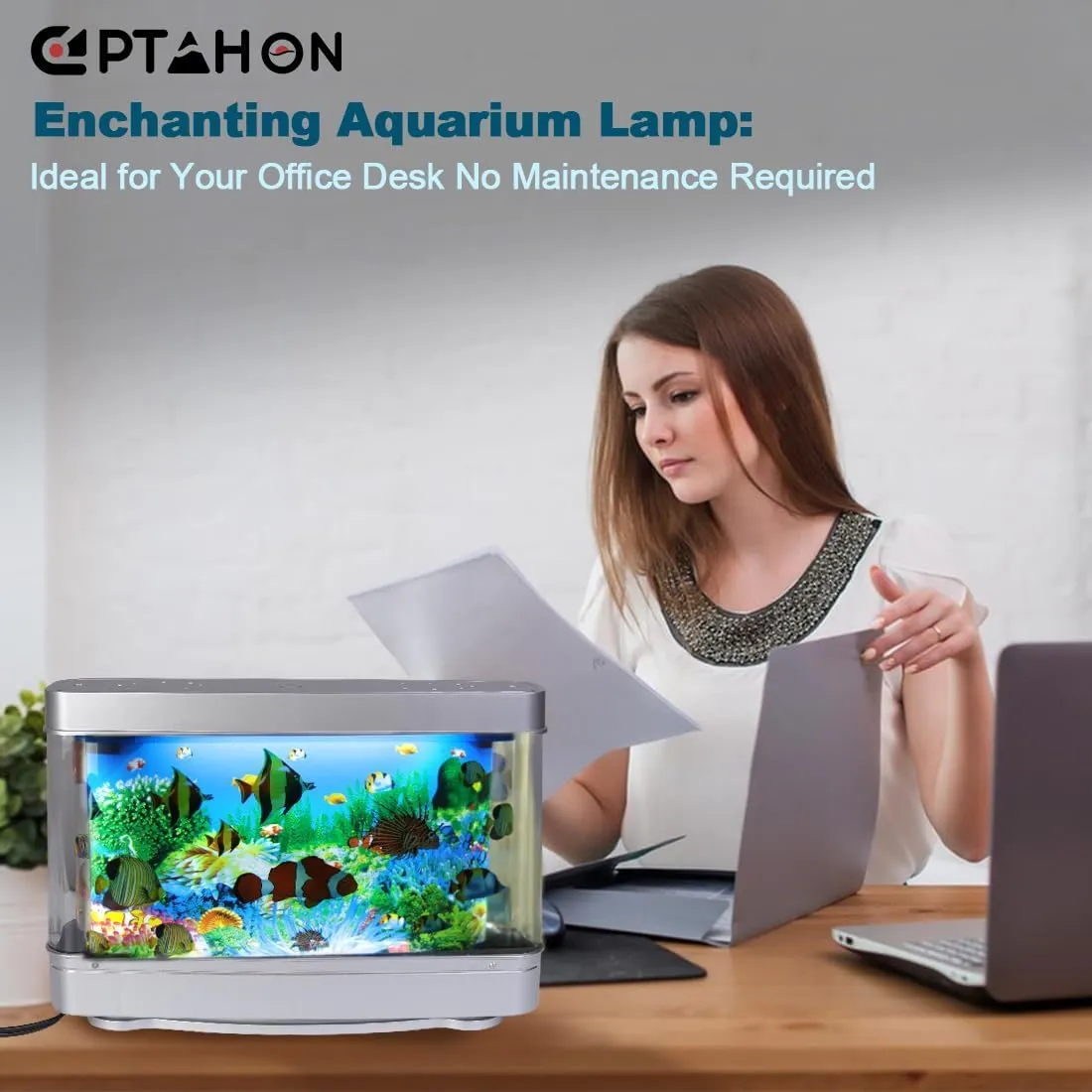 Artificial Tropical Fish Decorative Moving Aquarium Lamp - Virtual Ocean Motion. Kids Fake Fish Tank, Baby Aquarium Toy - Relaxing Mini Crib Ocean Night Light for Bedroom and Office