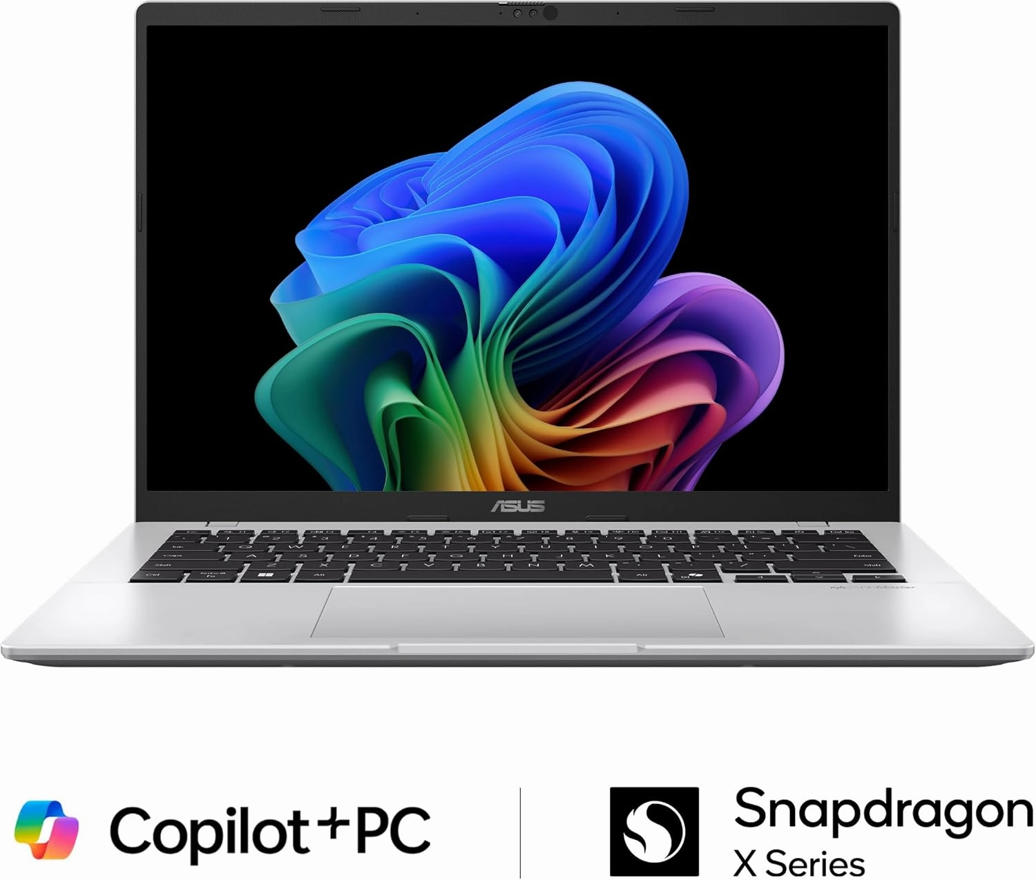 ASUS Vivobook 14 Laptop, 14” WUXGA 60Hz Display, Qualcomm Snapdragon X, Qualcomm Adreno GPU, 16GB RAM, 512GB SSD, Windows 11, Cool Silver, X1407QA-BS56