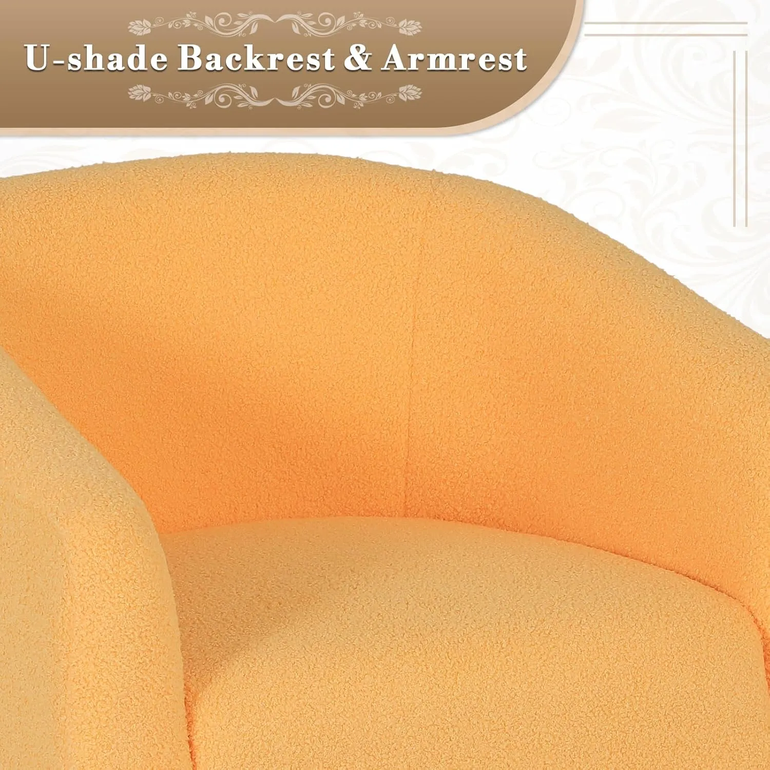 Athena Collection Accent Barrel Chair for Living Room, Soft Comfort Armchair for Bedroom, Modern Single Sofa Chair Comfy Chair for Reading Rest, Yellow
