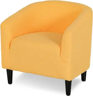 Athena Collection Accent Barrel Chair for Living Room, Soft Comfort Armchair for Bedroom, Modern Single Sofa Chair Comfy Chair for Reading Rest, Yellow