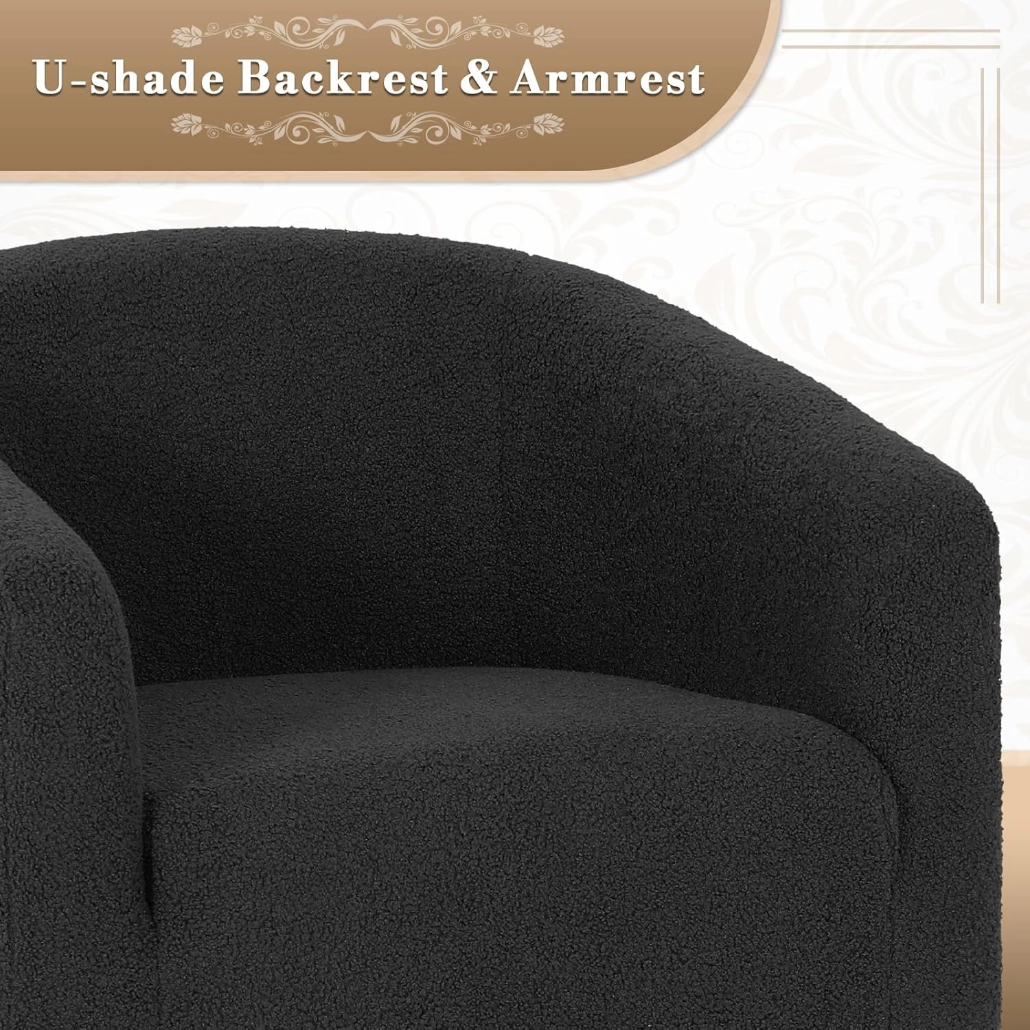 Athena Collection Accent Barrel Chair for Living Room, Soft Comfort Armchair for Bedroom, Modern Single Sofa Chair Comfy Chair for Reading Rest, Black
