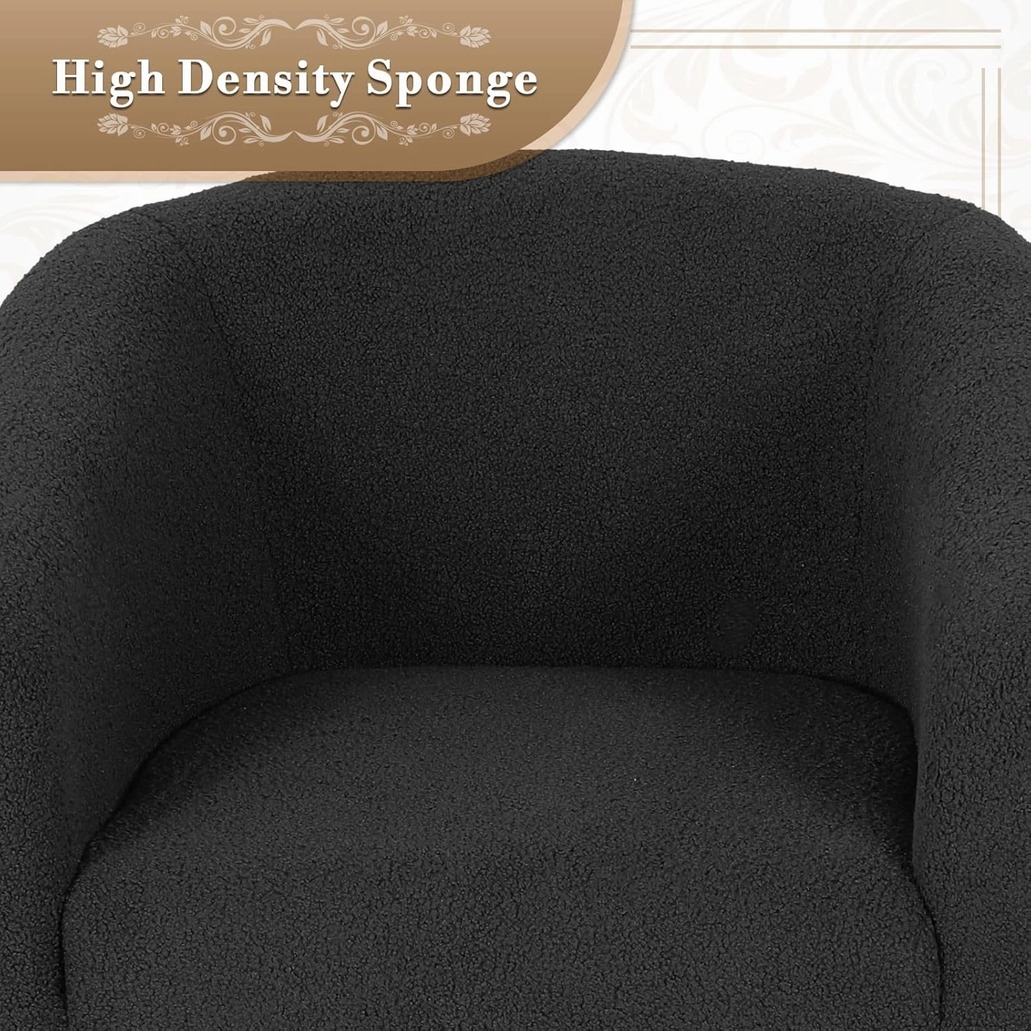 Athena Collection Accent Barrel Chair for Living Room, Soft Comfort Armchair for Bedroom, Modern Single Sofa Chair Comfy Chair for Reading Rest, Black