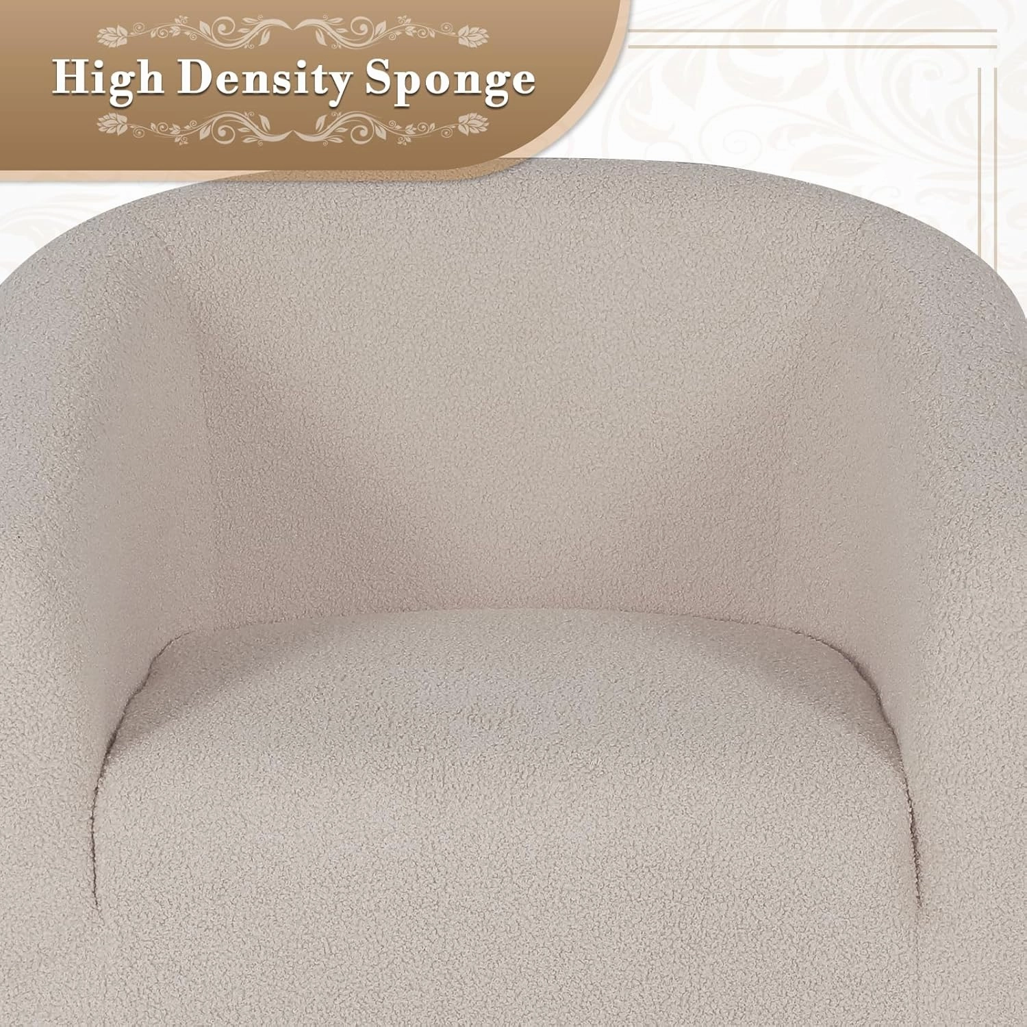 Athena Collection Accent Barrel Chair for Living Room, Soft Comfort Armchair for Bedroom, Modern Single Sofa Chair Comfy Chair for Reading Rest, Grey