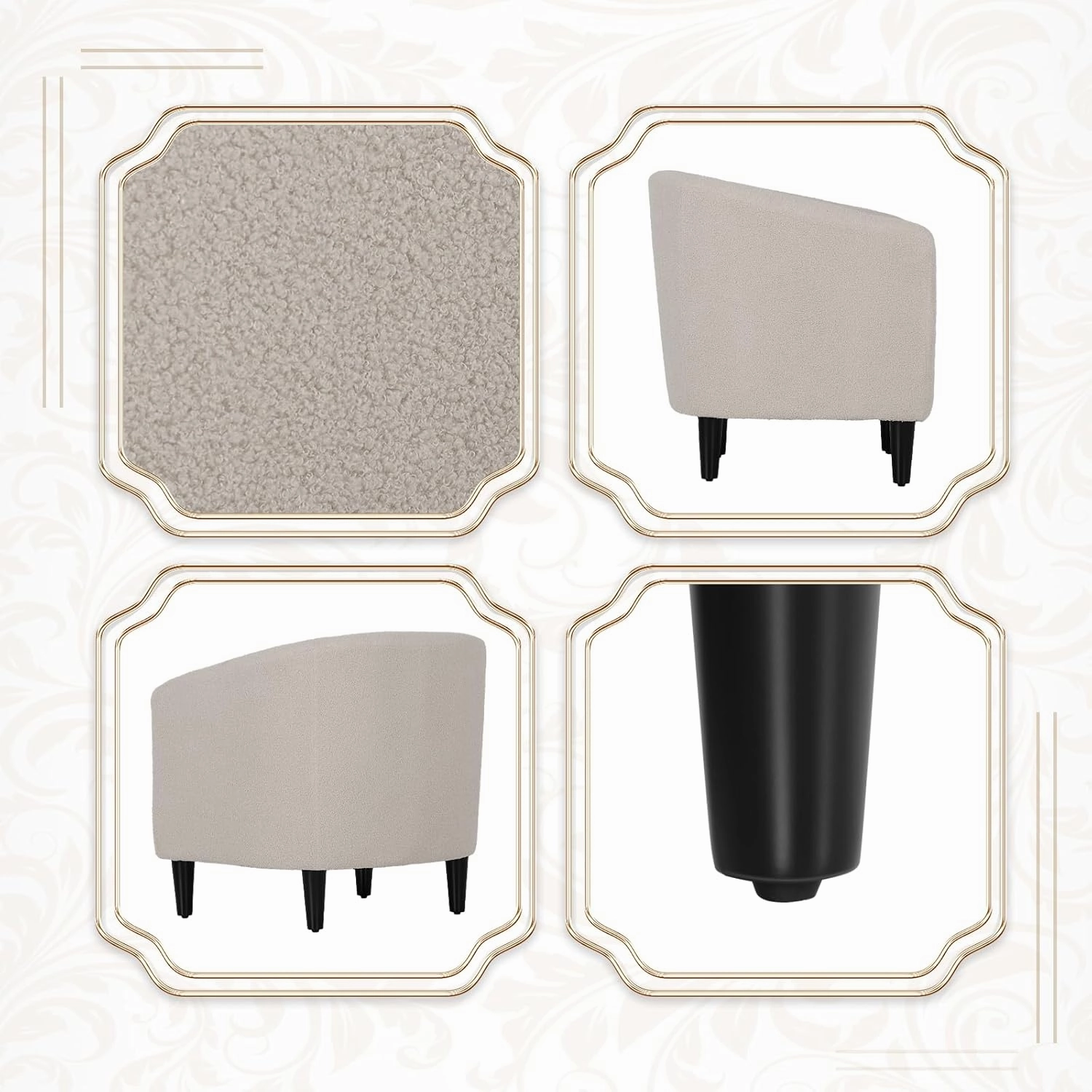 Athena Collection Accent Barrel Chair for Living Room, Soft Comfort Armchair for Bedroom, Modern Single Sofa Chair Comfy Chair for Reading Rest, Grey