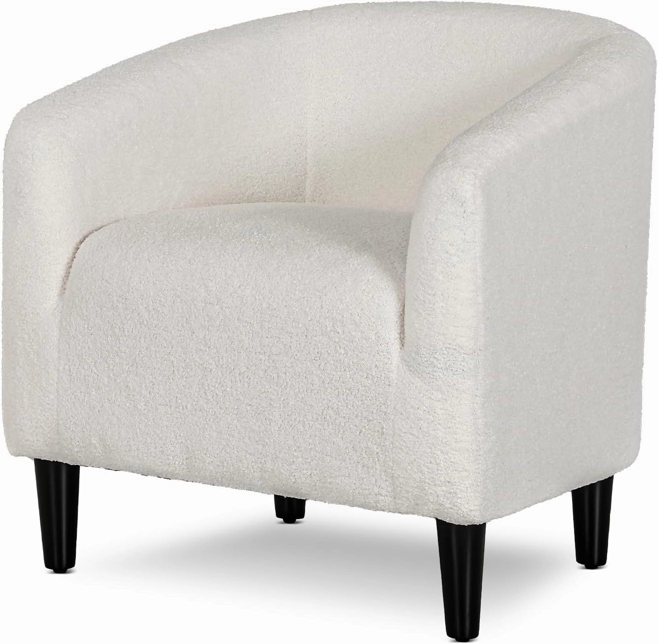 Athena Collection Accent Barrel Chair for Living Room, Soft Comfort Armchair for Bedroom, Modern Single Sofa Chair Comfy Chair for Reading Rest, White