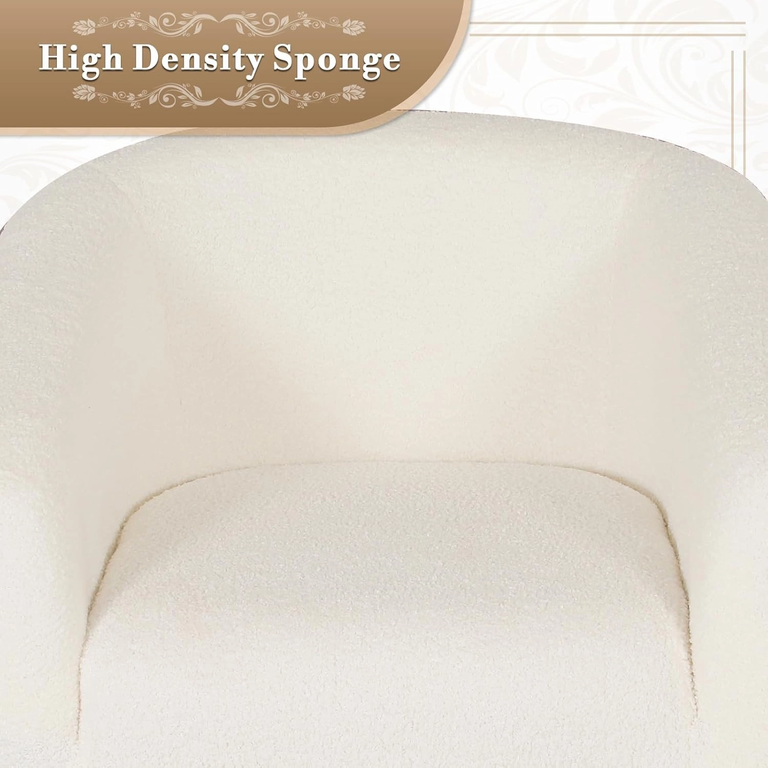 Athena Collection Accent Barrel Chair for Living Room, Soft Comfort Armchair for Bedroom, Modern Single Sofa Chair Comfy Chair for Reading Rest, White