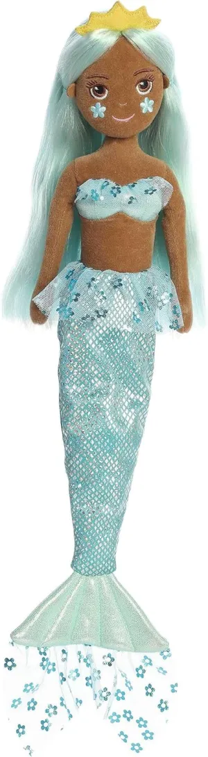 Aurora® Enchanting Sea Sparkles™ Cheeky Too Sparkles Aqua Fleur™ Stuffed Doll - Imaginative Play - Magical Companions - Blue 18 Inches
