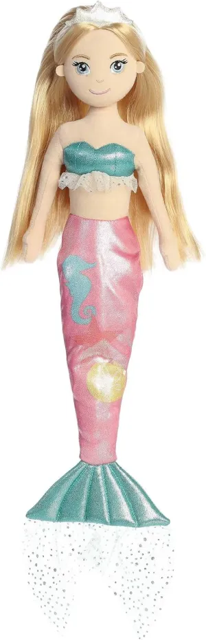 Aurora® Enchanting Sea Sparkles™ Coastal Sparkles Sandy™ Stuffed Doll - Imaginative Play - Magical Companions - Pink 18 Inches