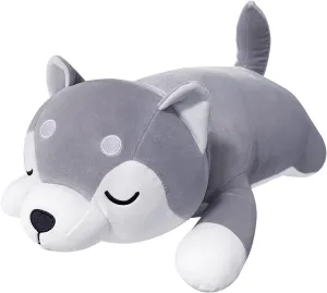 Auspicious beginning 30'' Husky Stuffed Animal Plush Pillow, Huskies Anime Body Pillow, Kawaii Stuff Animal Plush Toy, Big Plushie Stuffed Dog Giant Plush Throw Pillow Gifts for Boys Girls