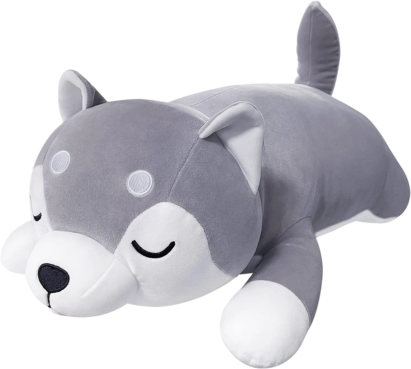 Auspicious beginning 30'' Husky Stuffed Animal Plush Pillow, Huskies Anime Body Pillow, Kawaii Stuff Animal Plush Toy, Big Plushie Stuffed Dog Giant Plush Throw Pillow Gifts for Boys Girls