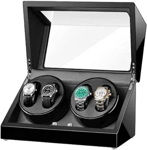 Automatic Watch Winder Box 4 Quiet Motor Wood Shell Piano Paint Exterior Flexible Watch Pillows for Man Women Watches