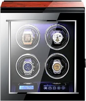 Automatic Watch Winder with Quiet Motor 15 Rotation Mode Setting LED Touch Display Remote Control Flexible Watch Pillows