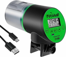 Automatic Fish Feeder for Aquariums - Rechargeable Auto Fish Food Dispenser Timer Feeder with USB Charger Cable，LCD Screen, Customized Schedule