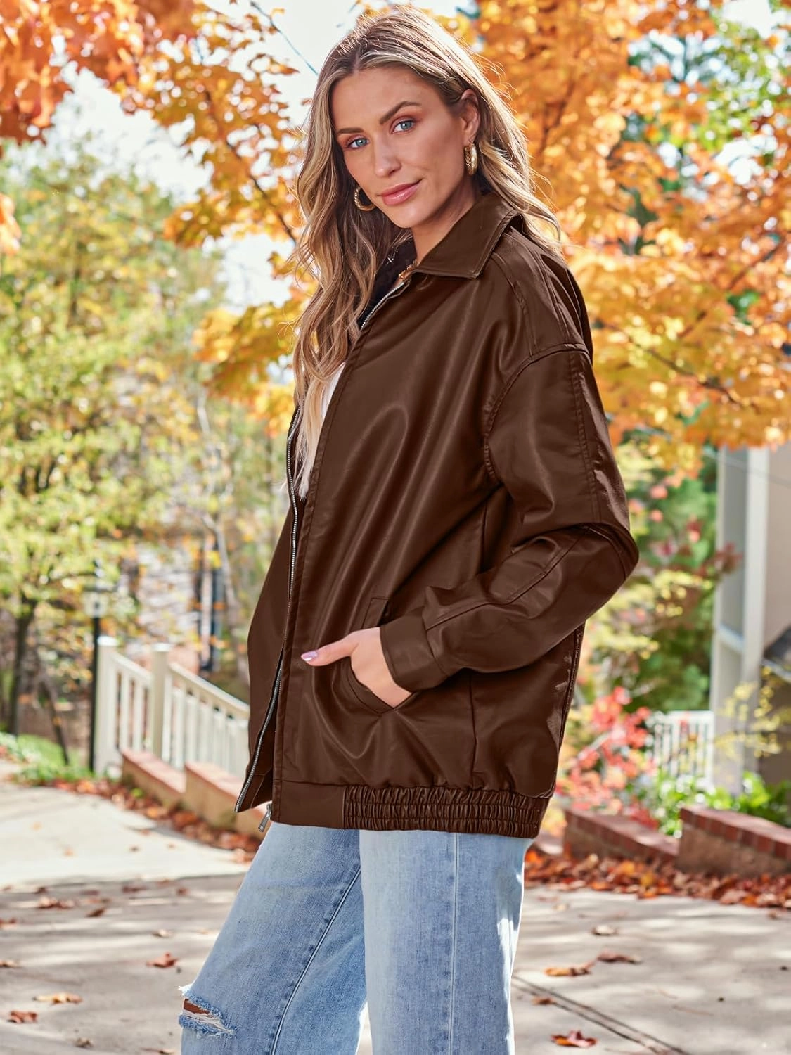 AUTOMET Womens Oversized Leather Jackets Faux Suede Fall Fashion Motorcycle Coats Winter Outfits Clothes Y2k Tops
