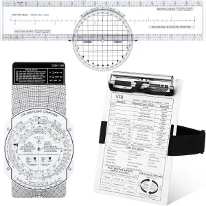 Aviation Pilot Tools Kit E6b Flight Computer Calculator Aviation Aluminum Kneeboard with Elastic Knee Board Strap and Pen Essential Pilot Accessories Gifts