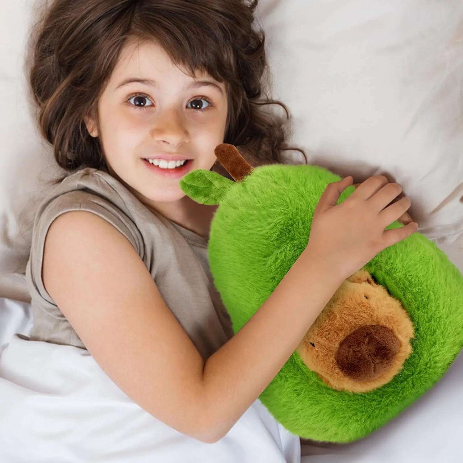 Avocado Capybara Plush Toy - 13.77 Inch Soft Capybara Stuffed Animal, Cute Avocado Food Plushie Pillow Doll for Kids and Adults