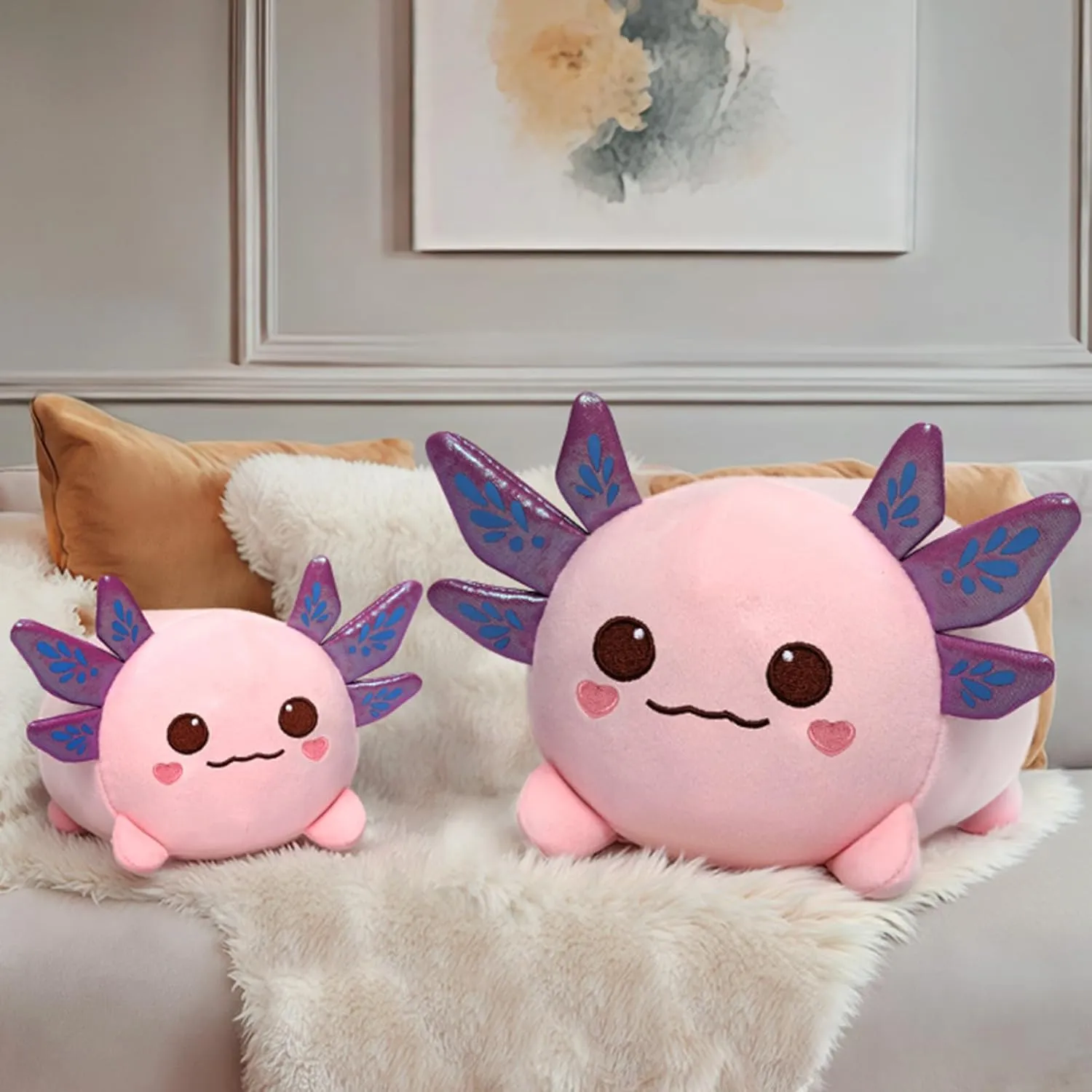 Axolotl Plush, Cute Pink Axolotl Stuffed Animal, Soft Plushie Cuddle Pillow, Anime Plushie Doll, Cute Stuff Toys Gift for Girls, Boys and Males (16 Inch)