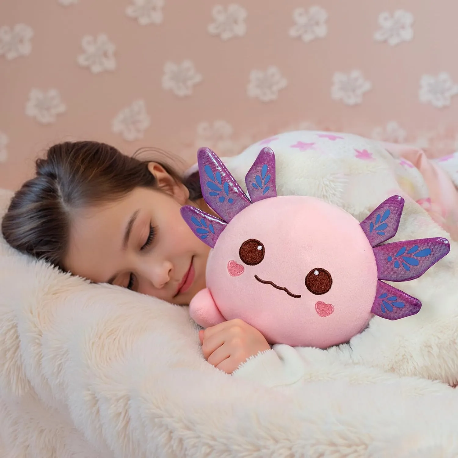 Axolotl Plush, Cute Pink Axolotl Stuffed Animal, Soft Plushie Cuddle Pillow, Anime Plushie Doll, Cute Stuff Toys Gift for Girls, Boys and Males (16 Inch)