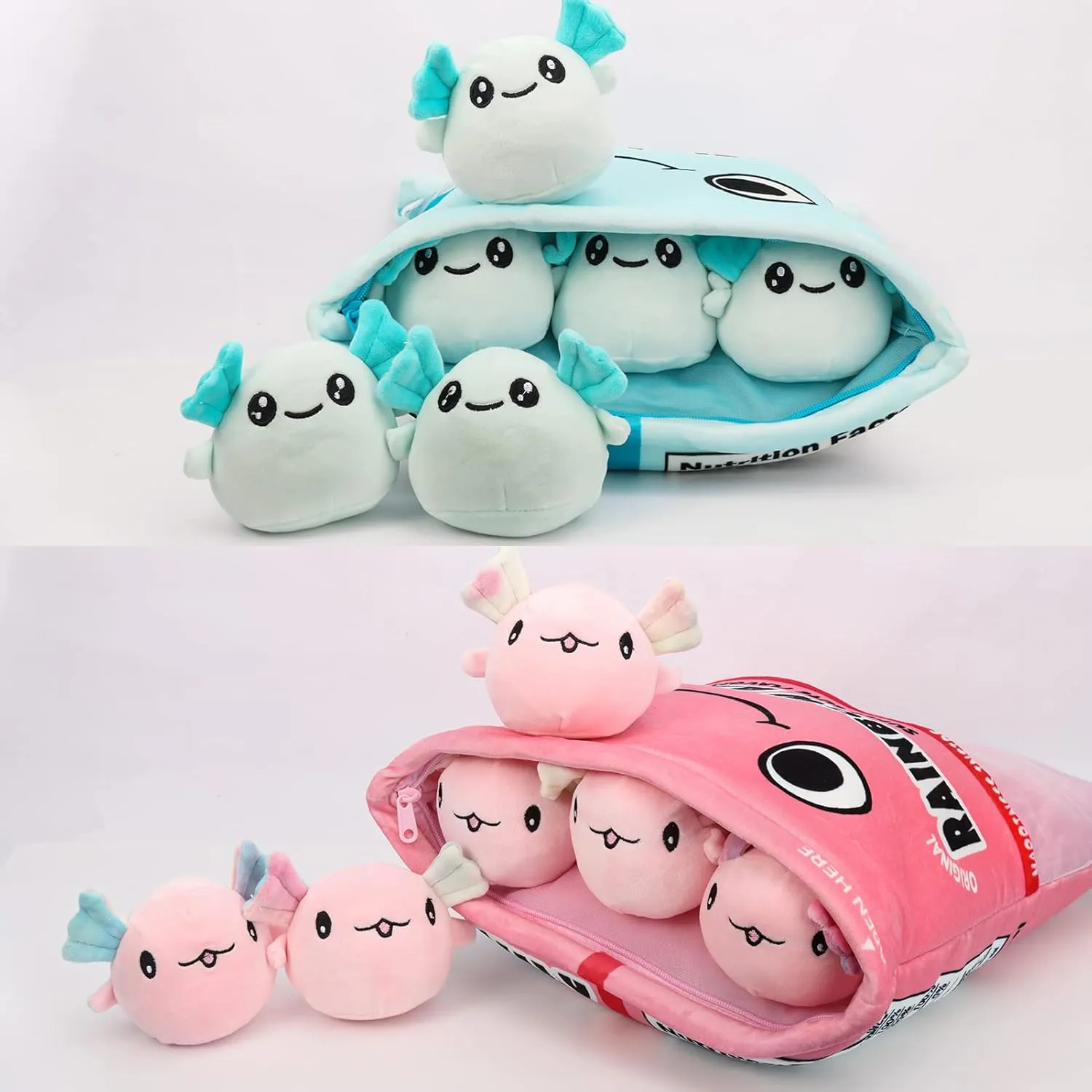 Axolotl Plush Pillow Throw Pillow, Cute Axolotl Plush Toys Doll, Axolotl Stuffed Animal Bag of Axolotl Plushies, Stuffed Axolotl Gift for Kids, Birthday, Christmas, Baby Shower (6 pcs, Pink)