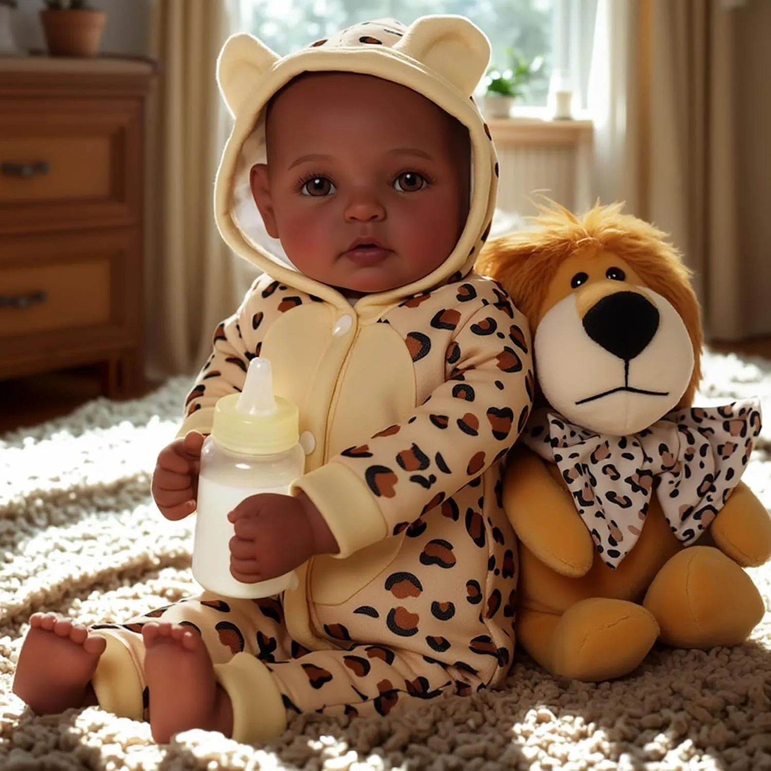 BABESIDE Adorable Lifelike Black Baby Doll - 17" Handmade Realistic African American Baby Dolls with Premium Outfit & Accessories Pretend Play Gift for Toddlers Age 3 