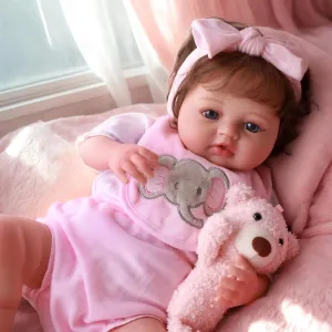 BABESIDE Reborn Baby Dolls Girl Lifelike, 17 Inch Newborn Real Life Baby Dolls Realistic Soft Vinyl and Cloth Body Girl Baby Doll with Clothes and Toy Gift for Kids Age 3 