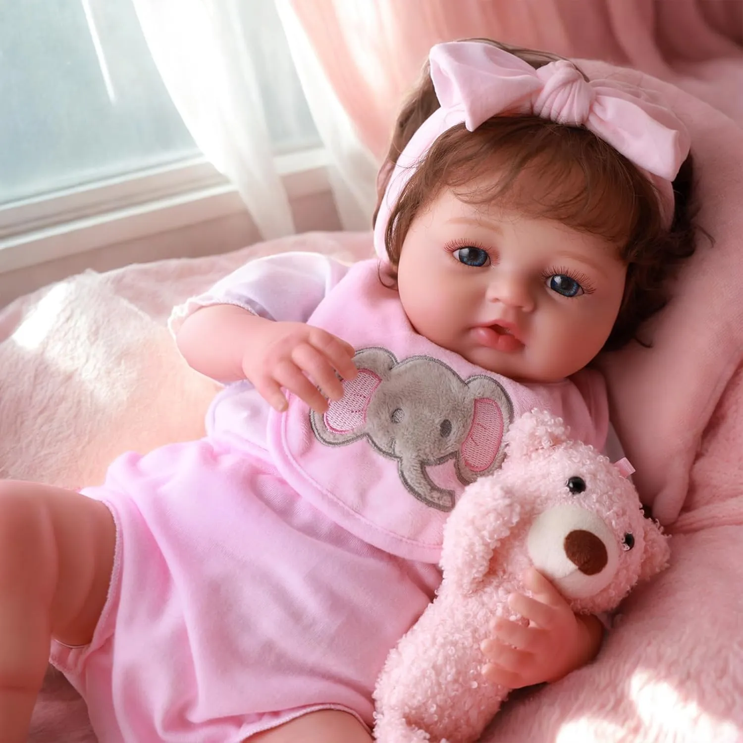 BABESIDE Reborn Baby Dolls Girl Lifelike, 17 Inch Newborn Real Life Baby Dolls Realistic Soft Vinyl and Cloth Body Girl Baby Doll with Clothes and Toy Gift for Kids Age 3 