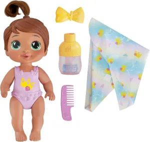 Baby Alive Shampoo Snuggle Sophia Sparkle Brown Hair 11 Inch Water Baby Doll Playset, Toys for 3 Year Old Girls & Boys & Up