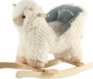 Baby Rocking Horse Alpaca Llama with Chair, Plush Stuffed Animal Rocker, Wooden Rocking Toy Llama Animal Ride on,Cream Llama,CPC Certified