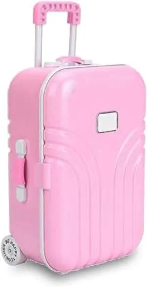 Baby Suitcase Play Toy, Cute Mini Travel Suitcase Box Plastic Rolling Suitcase Mini Luggage Box Play Accessoriespiece 15.5 x 10.5 x 7cm (Pink)