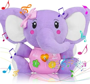 Baby Toys 6 to 12 Months - 6 Months Old Plush Elephant Musical Infant Toy - Babies Light Up Toys for 1 Year Old Boy & Girl Newborn Baby Gift 0 3 6 9 12 Months