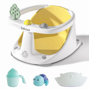 Baby Bath Seat with Suction Cups, Non-Slip Toddler Safety Bath Tub Chair with Soft Cushion, Lightweight & Easy to Clean Sit Up Bath Seat for Baby Bathing (6 to 18 Months), Yellow