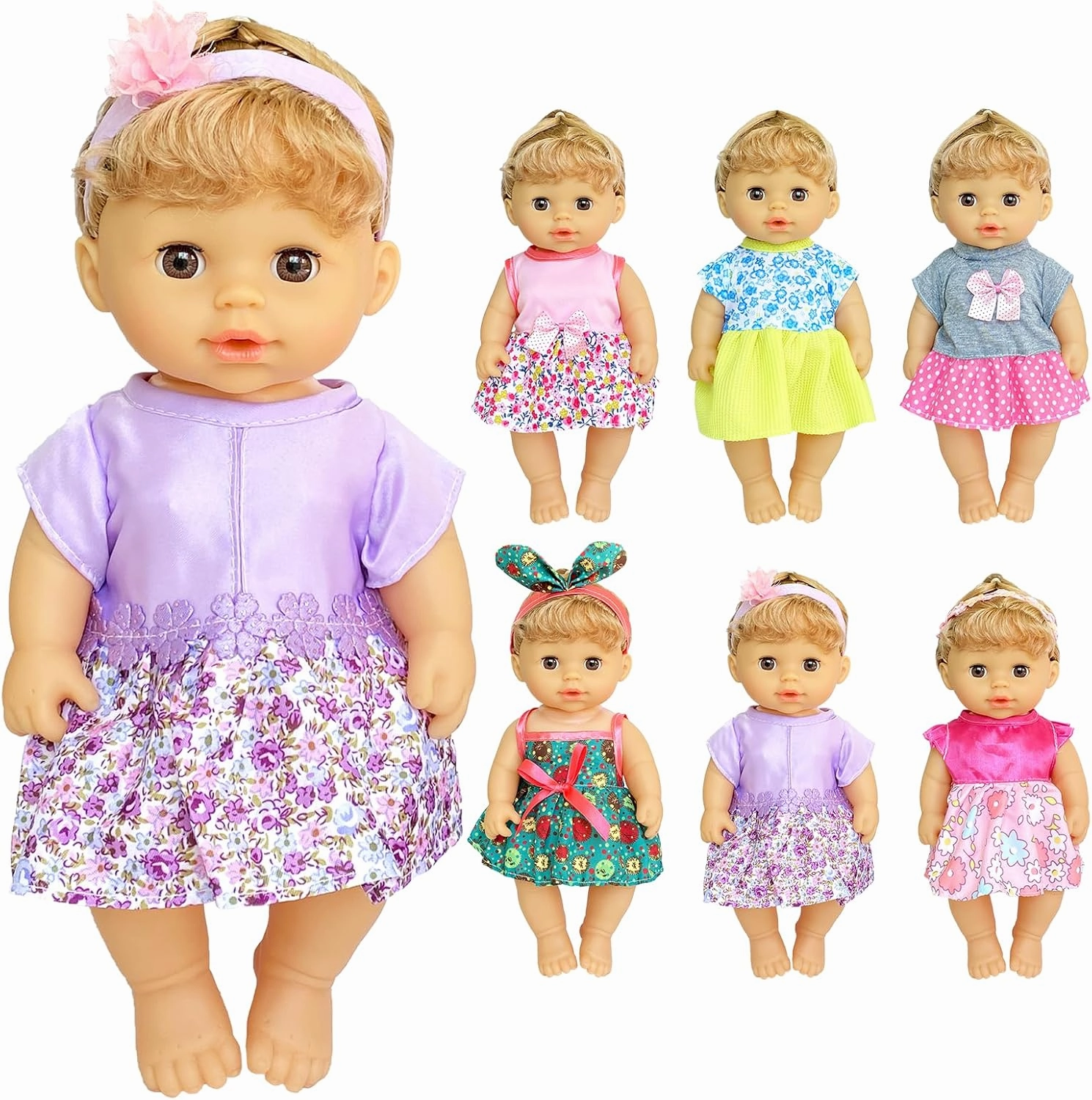 Baby Doll Clothes ,6 Sets Girl Doll Clothes Dress for 10-12 Inch Doll, Doll Clothes Accessories for Baby Doll Girl