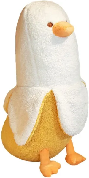 Banana Duck Plush Toy 19.6'',Cute Plushies Banana Stuffed Animal,Duck Plushie Long Banana Duck Plush Pillow,Funny Hugging Pillow Sleeping Cushion Soft Gifts for Boys Girls Birthday Christmas(White)
