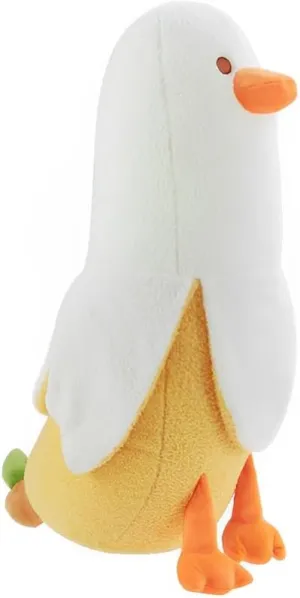 Banana Duck Plush Toy,27.5 in Cute Duck Banana Stuffed Animal Elastic Duck Plush Pillow,for Boys Girlfriend Adults Birthday Chrismas Thanksgiving Decor (White)